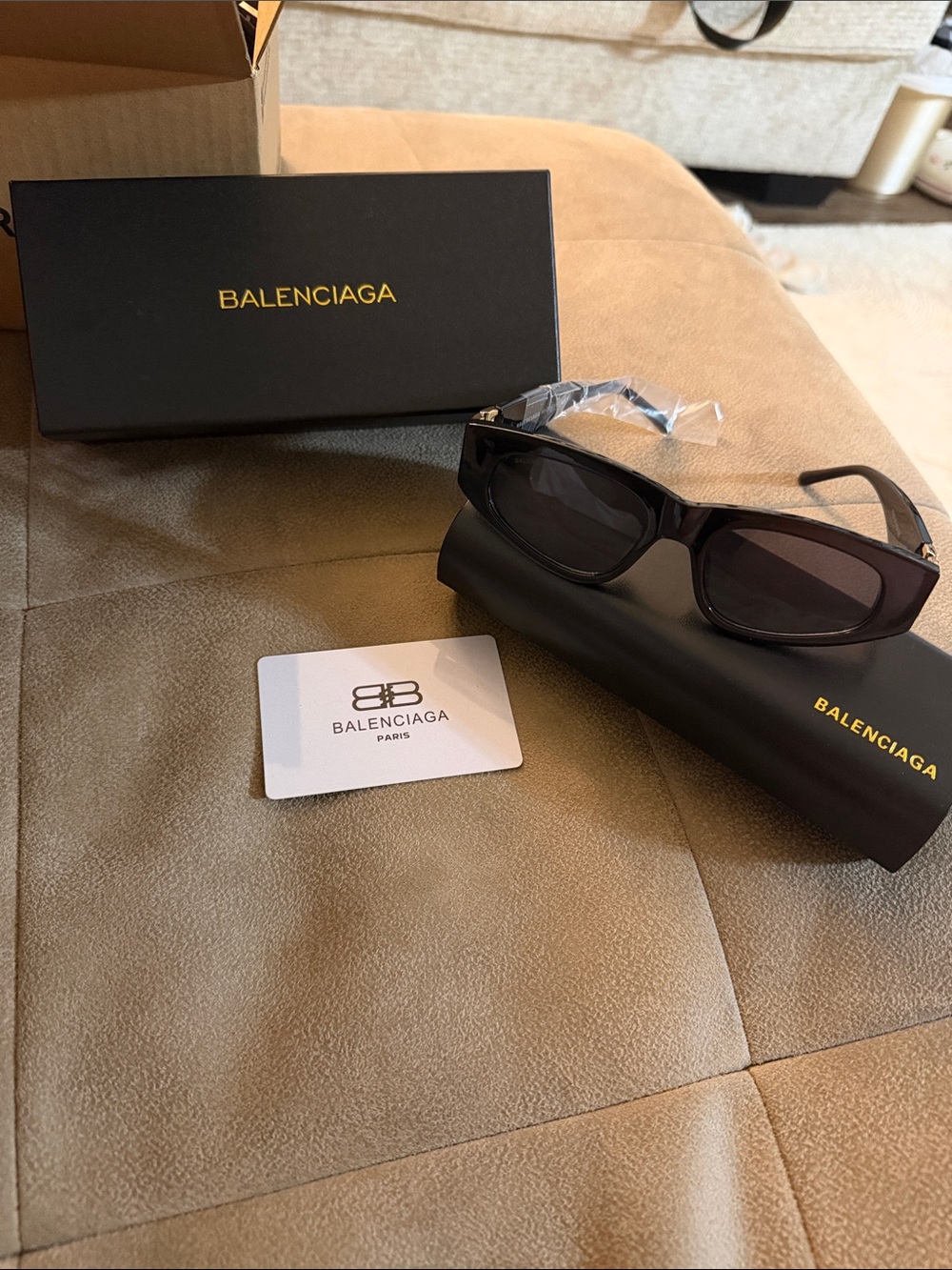 Balenciaga Black Rectangular Men’s Sunglasses